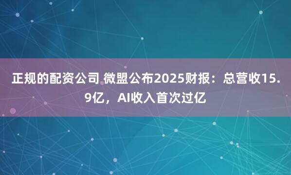 正规的配资公司 微盟公布2025财报：总营收15.9亿，AI收入首次过亿